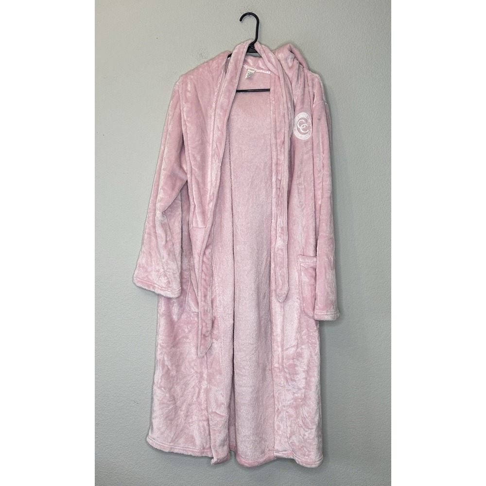 Comfrt Dreamday Plush Robe Pink Size M/L Hooded Fluffy Cozy Fleece Bathrobe